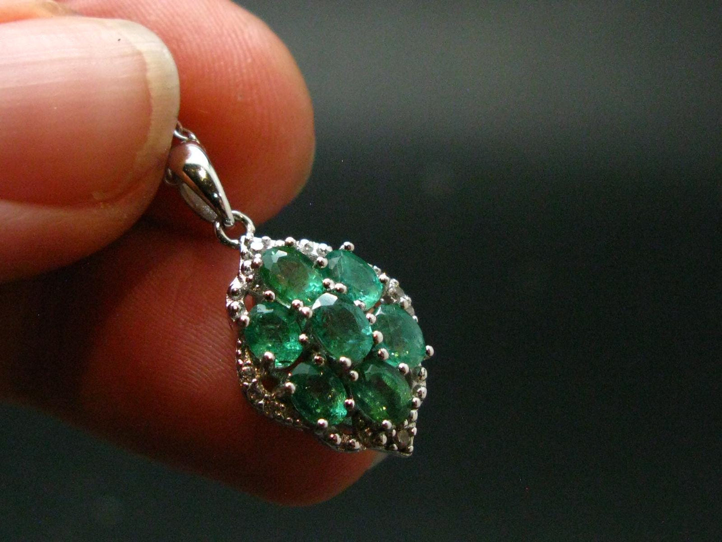Emerald Silver Pendant W/Chain From Colombia - 3.26 Grams Total