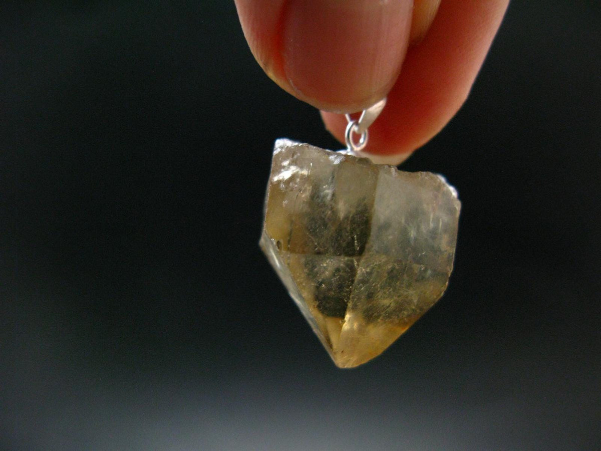 Natural Unheated Citrine Crystal Silver Pendant from Congo - 8.33 Grams