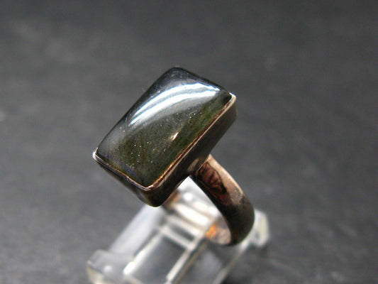 Labradorite Cabochon Silver Ring From Madagascar - 5.09 Grams - Size 8