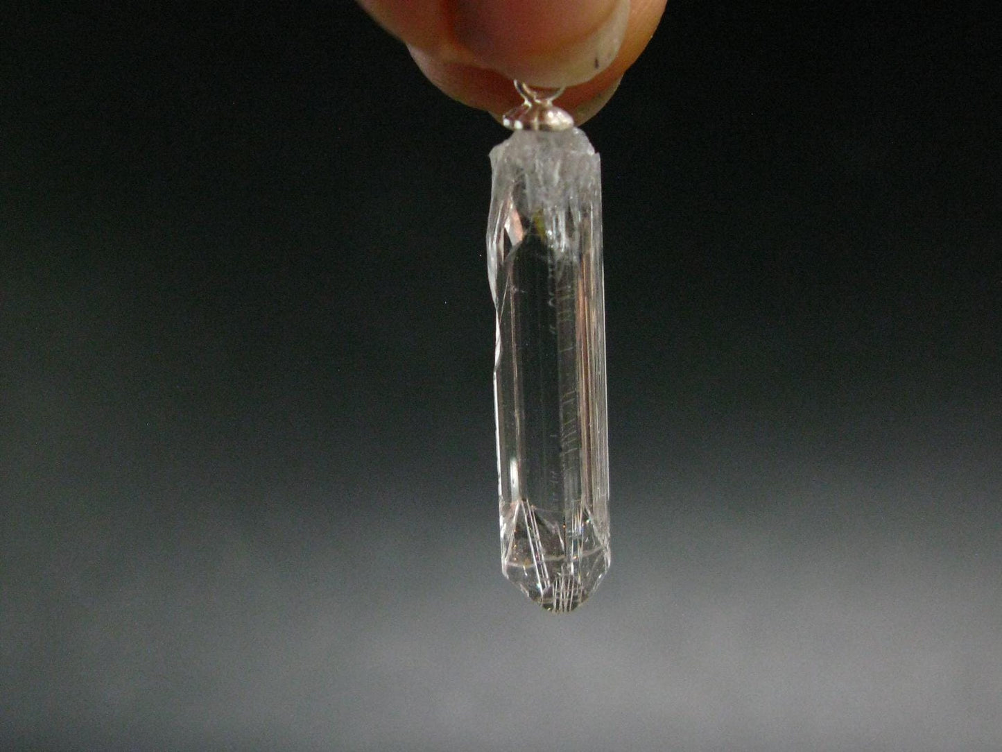 Nice Terminated Danburite Crystal Silver Pendant from Russia - 1.4" - 1.48 Grams
