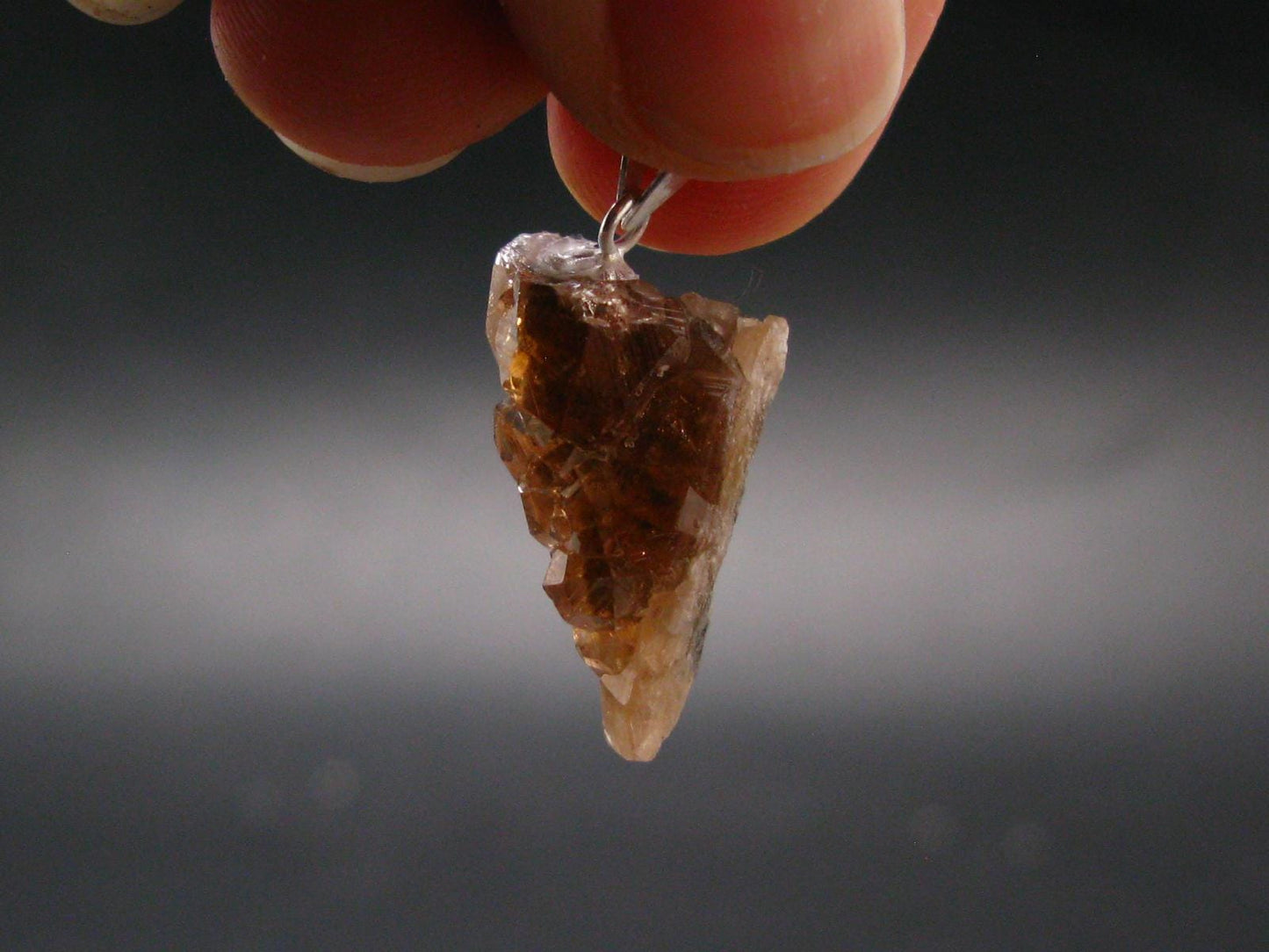 Gem Hessonite Garnet Crystal Silver Pendant from Canada - 1.1" - 3.79 Grams