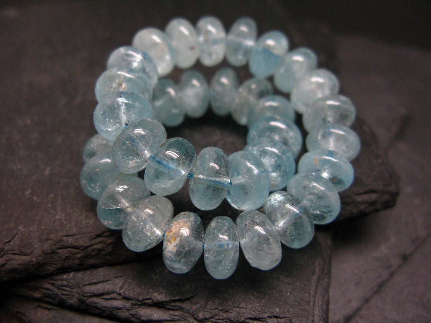 Blue Topaz Genuine Bracelet ~ 7 Inches ~ 9mm Rondelle Beads