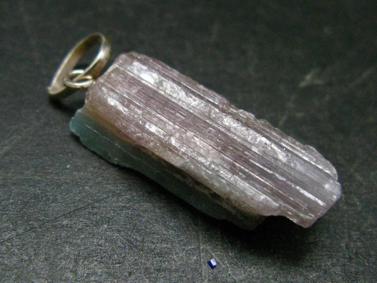 Rarest Paraiba Copper Blue Tourmaline Crystal Silver Pendant From Brazil - 1.4" - 3.14 Grams