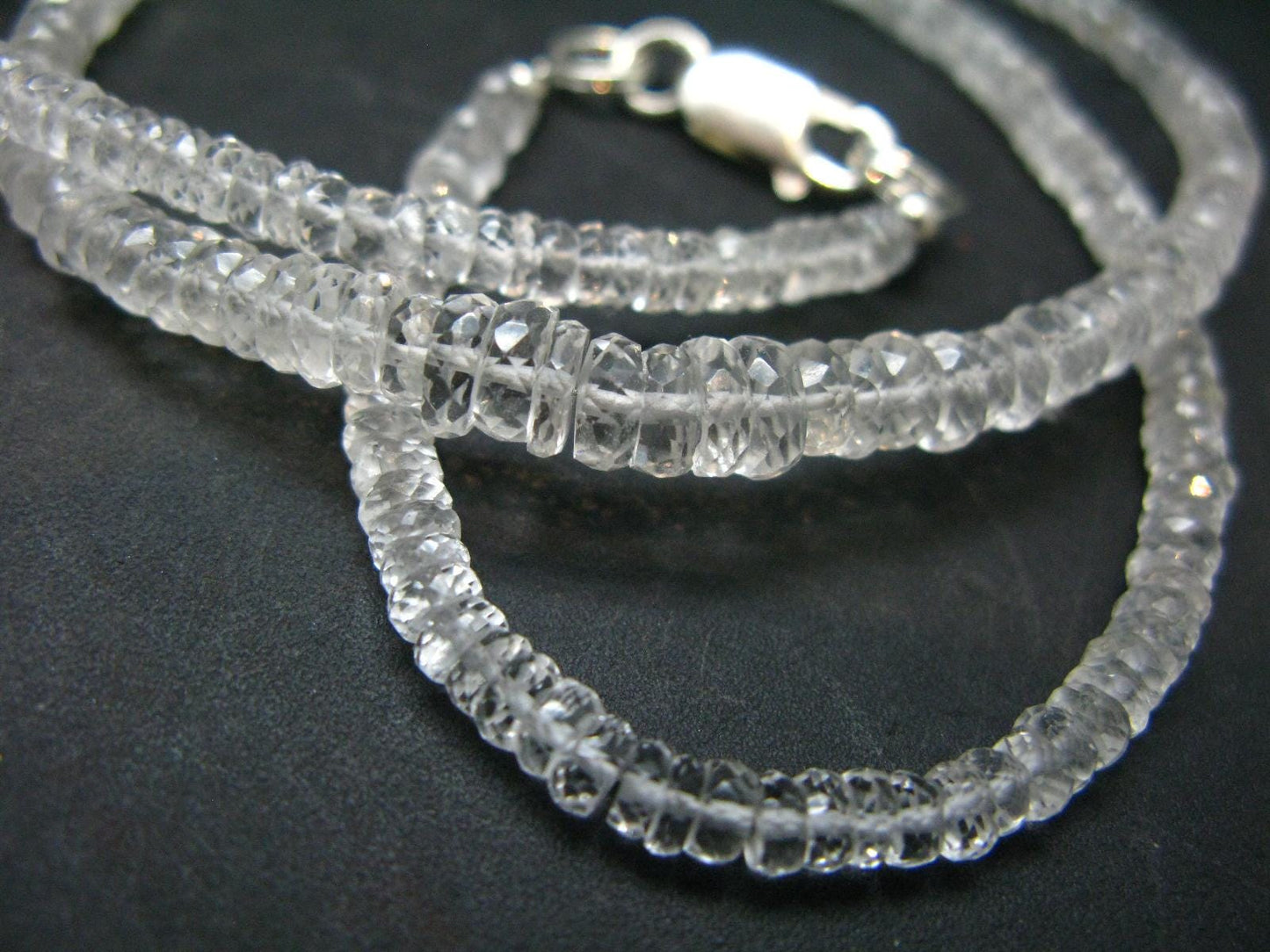 Rare Clear Petalite Necklace Beads From Brazil - 18" - Facetted beads