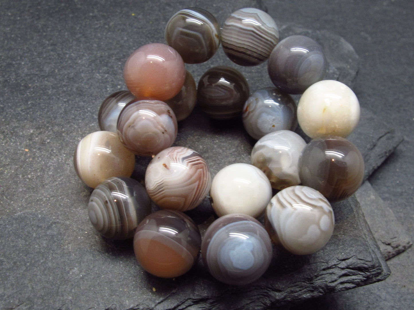 Botswana Agate Genuine Bracelet ~ 7 Inches ~ 10mm Round Beads