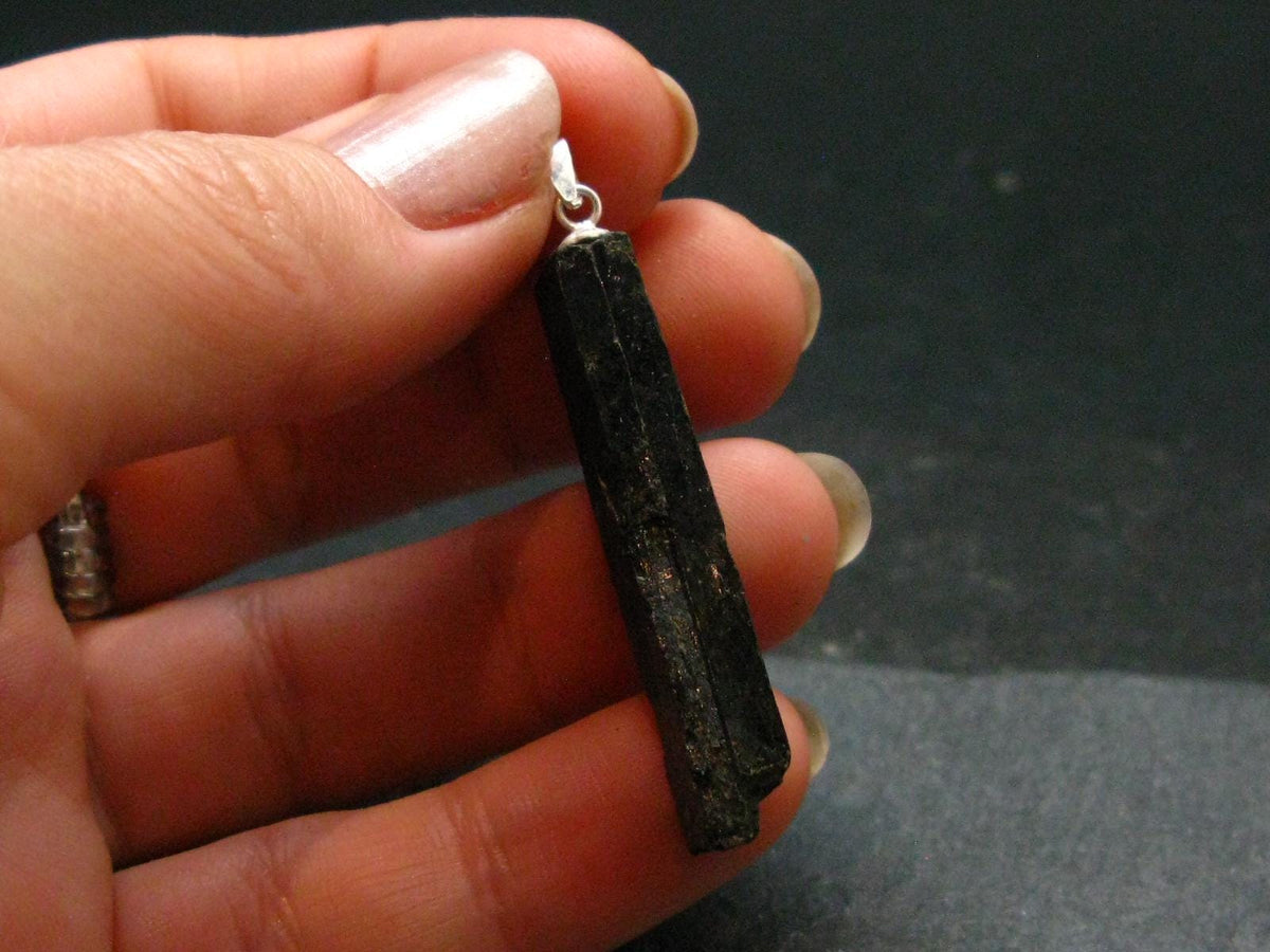 Aegirine Crystal Silver Pendant From Malawi - 1.8" - 4.13 Grams