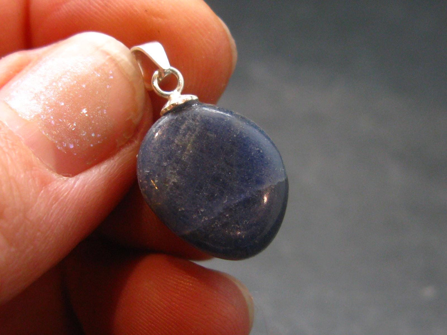Gem Blue Sapphire Corundum Crystal Silver Pendant From Sri Lanka - 13 Carats