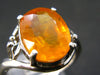 Large Natural Faceted Orangish-Yellow 6.15 Carat Sapphire 925 Sterling Silver Ring - Size 8