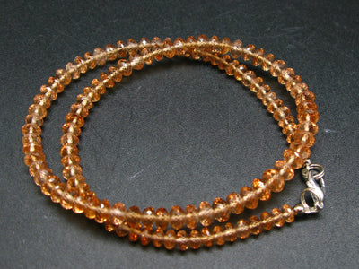 Gem Hessonite Orange Garnet Necklace Beads From Canada - 17"