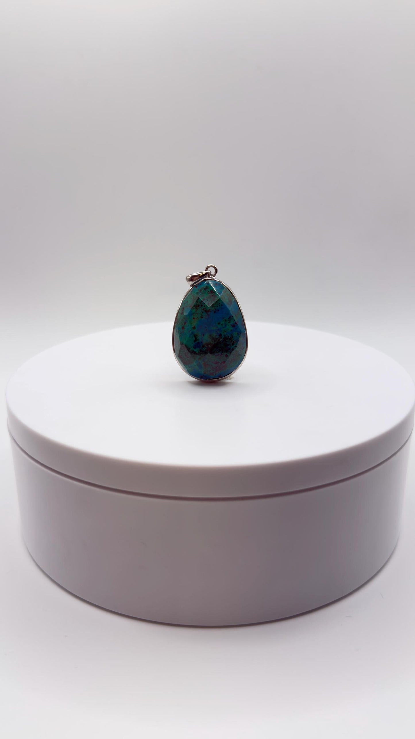 Natural Chrysocolla Pendant Blue Green Gemstone Silver Necklace Healing Crystal Jewelry Gift