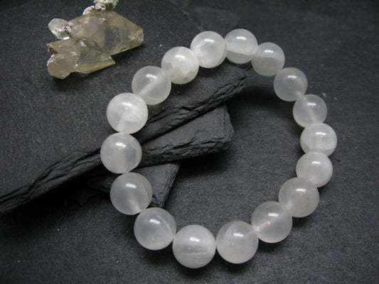 White Calcite Genuine Bracelet ~ 7 Inches ~ 12mm Round Beads