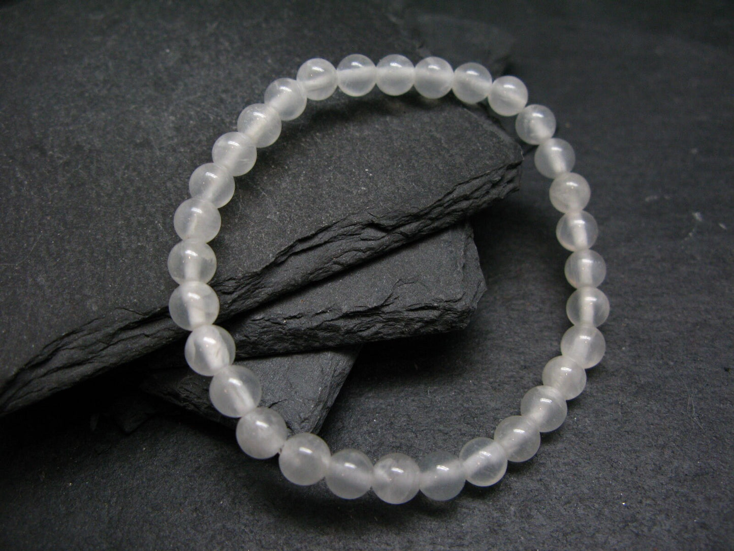 White Calcite Genuine Bracelet ~ 7 Inches ~ 6mm Round Beads