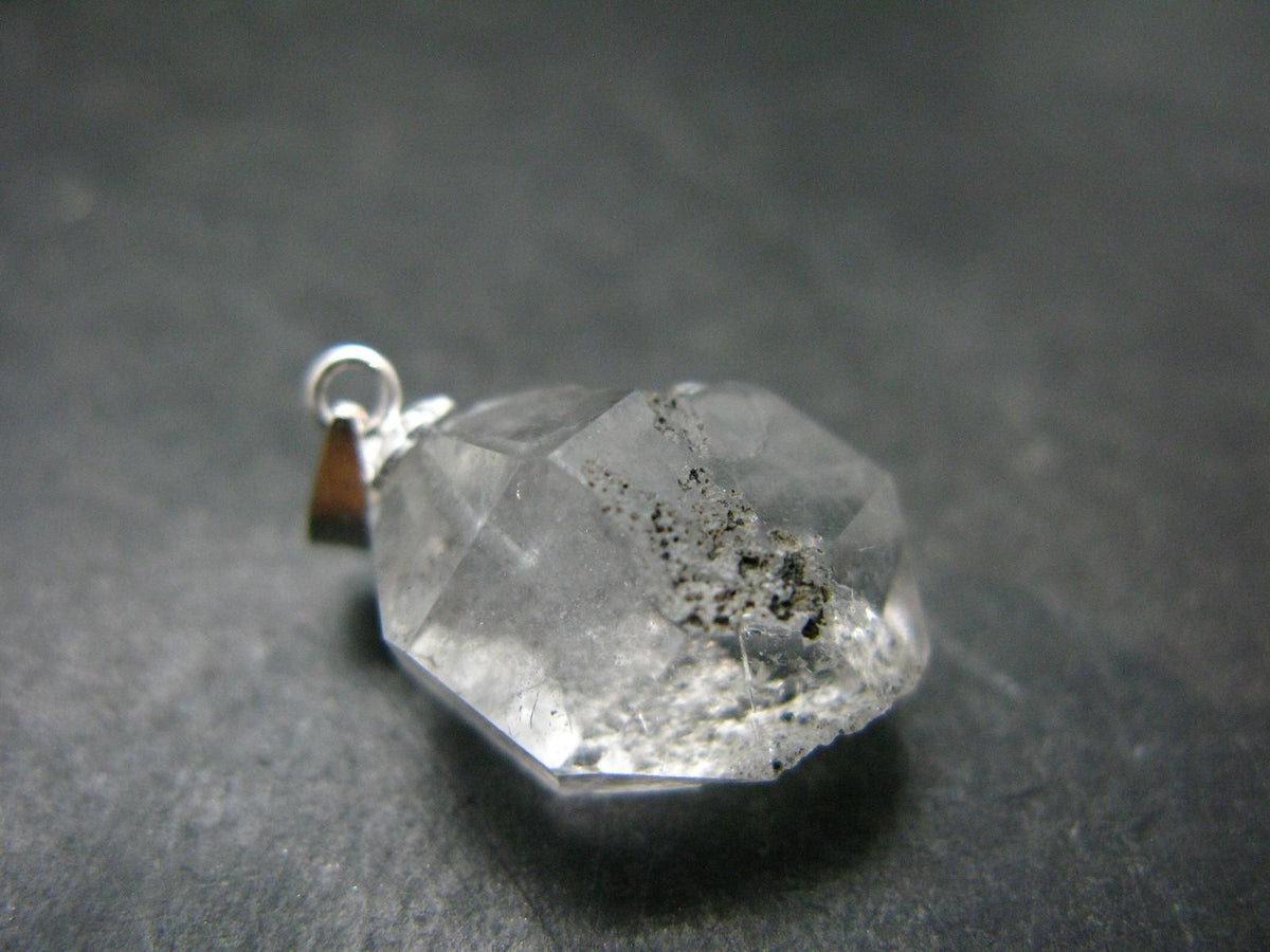 Fine Natural Herkimer Diamond Silver Pendant From New York - 0.9" - 2.86 Grams