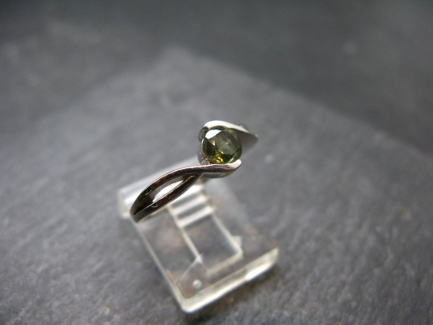 Moldavite Sterling Silver Ring From Czech Republic - Size 5 - 2.39 Grams