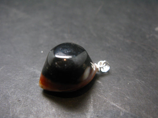 Agate Shiva Eye Silver Pendant from India - 1.1" - 7.70 Grams