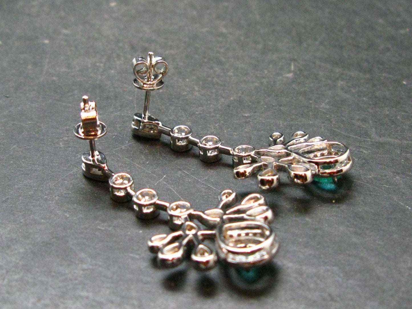Gem Emerald Faceted Silver Earrings From Colombia - 5.35 Grams Total