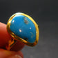 Genuine Turquoise Sterling Silver Gold Plated Ring Adjustable Size 10.25 - 5.55 Grams