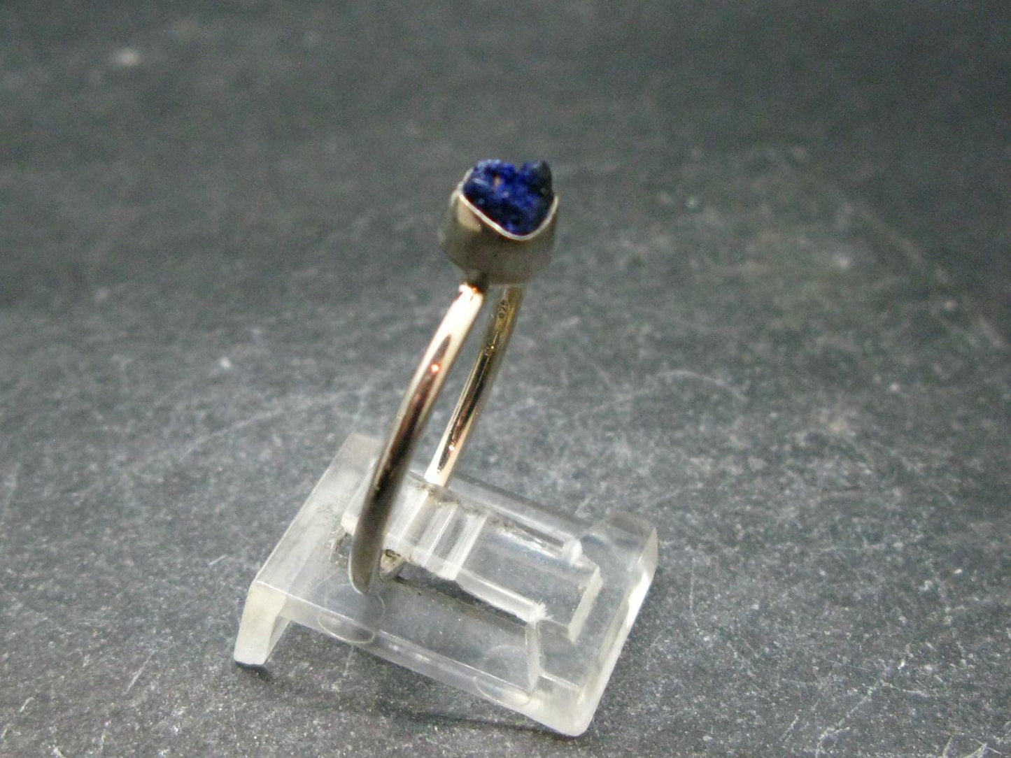 Royal Blue Rough Azurite Sterling Silver Ring - Size 10 - 2.21 Grams