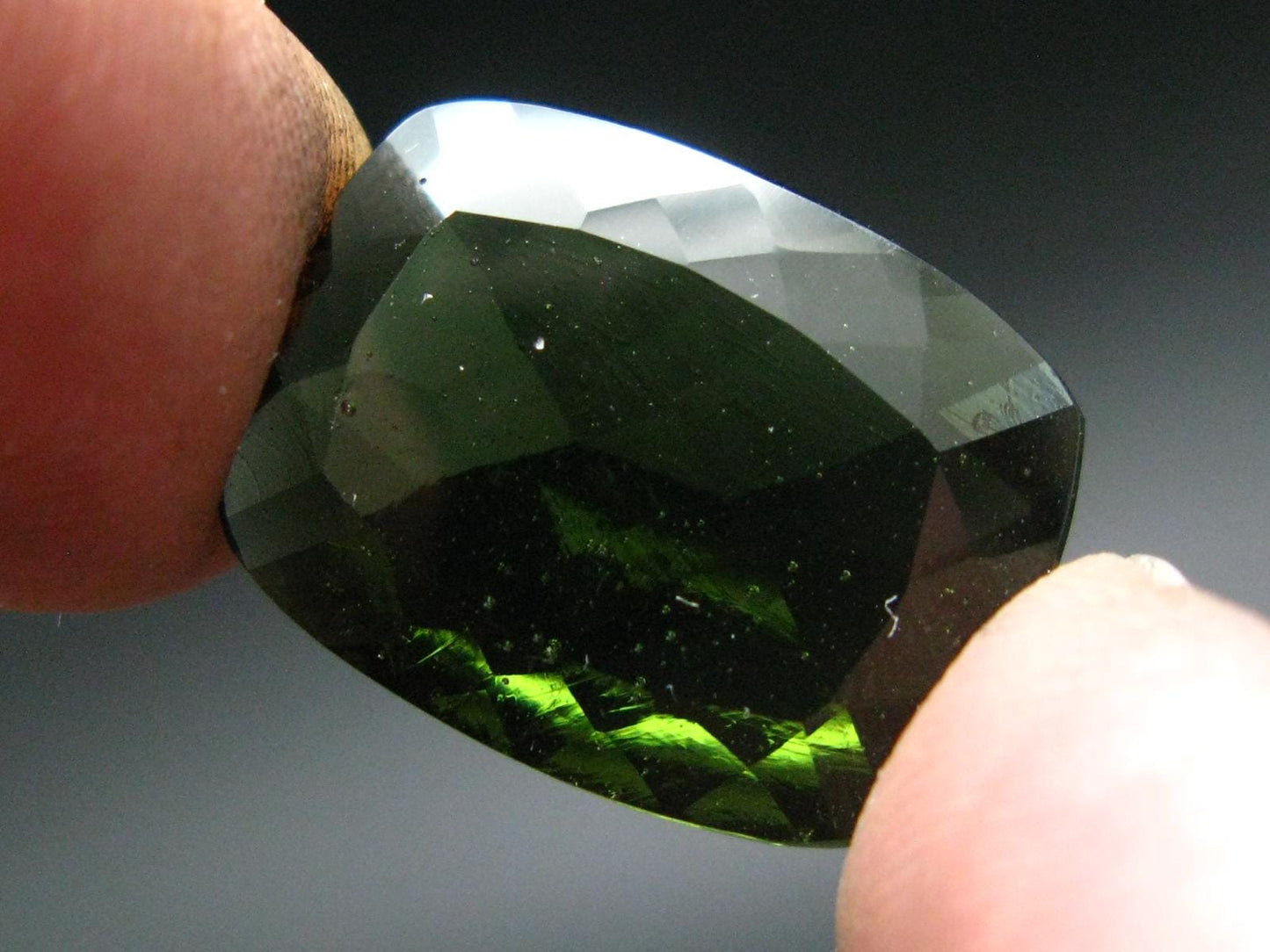Moldavite Tektite Gem Cut Facetted Stone from Czech Republic - 14.50 Carats - 20x15mm