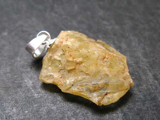 Large Natural Agni Gold Danburite Sterling Silver Pendant from Tanzania - 1.0" - 2.54 Grams