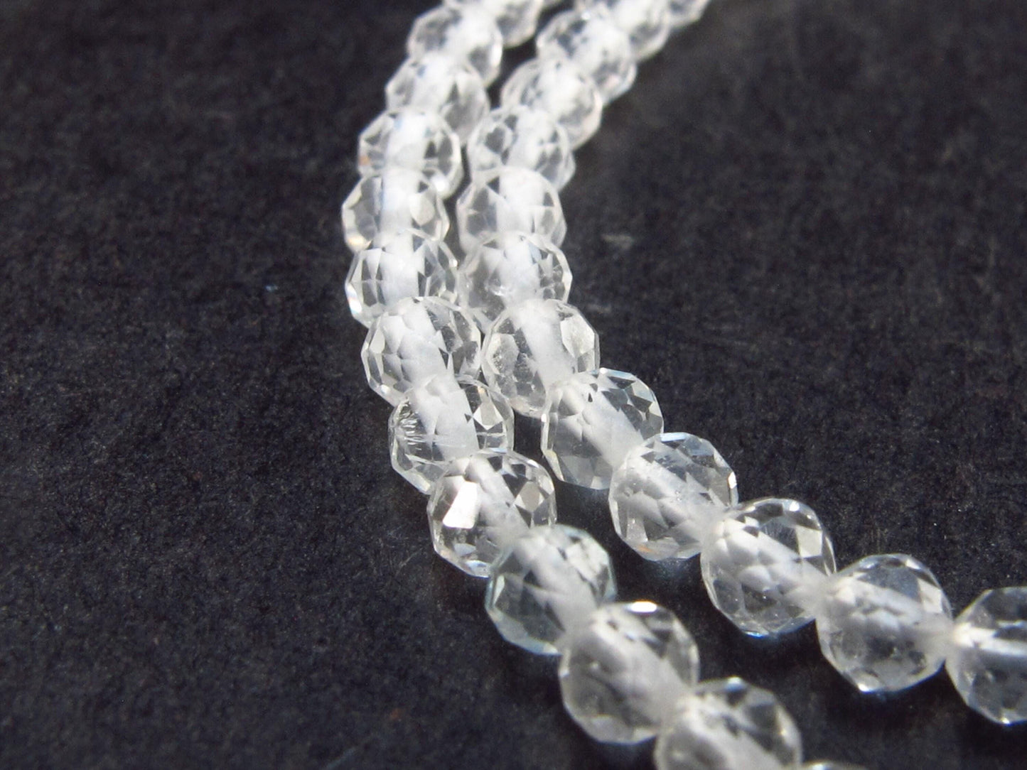 Lightweight Sparkly Faceted Sapphire and White Topaz Gemstone Tiny Beads Necklace - 19" - 8.1 Grams