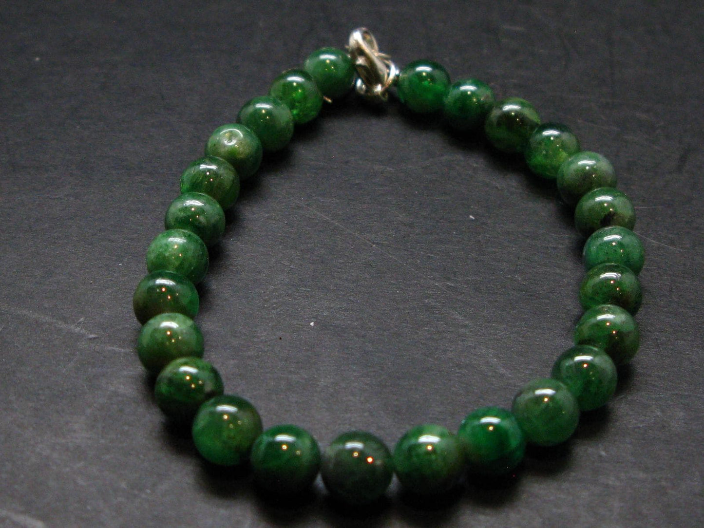 Green Garnet Tsavorite Genuine Bracelet - 13.80 Grams - 7 Inches - 7 mm Round Beads