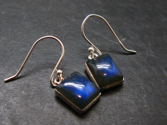Blue Labradorite Silver Earrings From Madagascar - 3.21 Grams