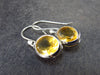 Stone of Success!! Oval Faceted Natural Golden Yellow Citrine 925 Sterling Silver Drop Earrings - 2.38 Grams