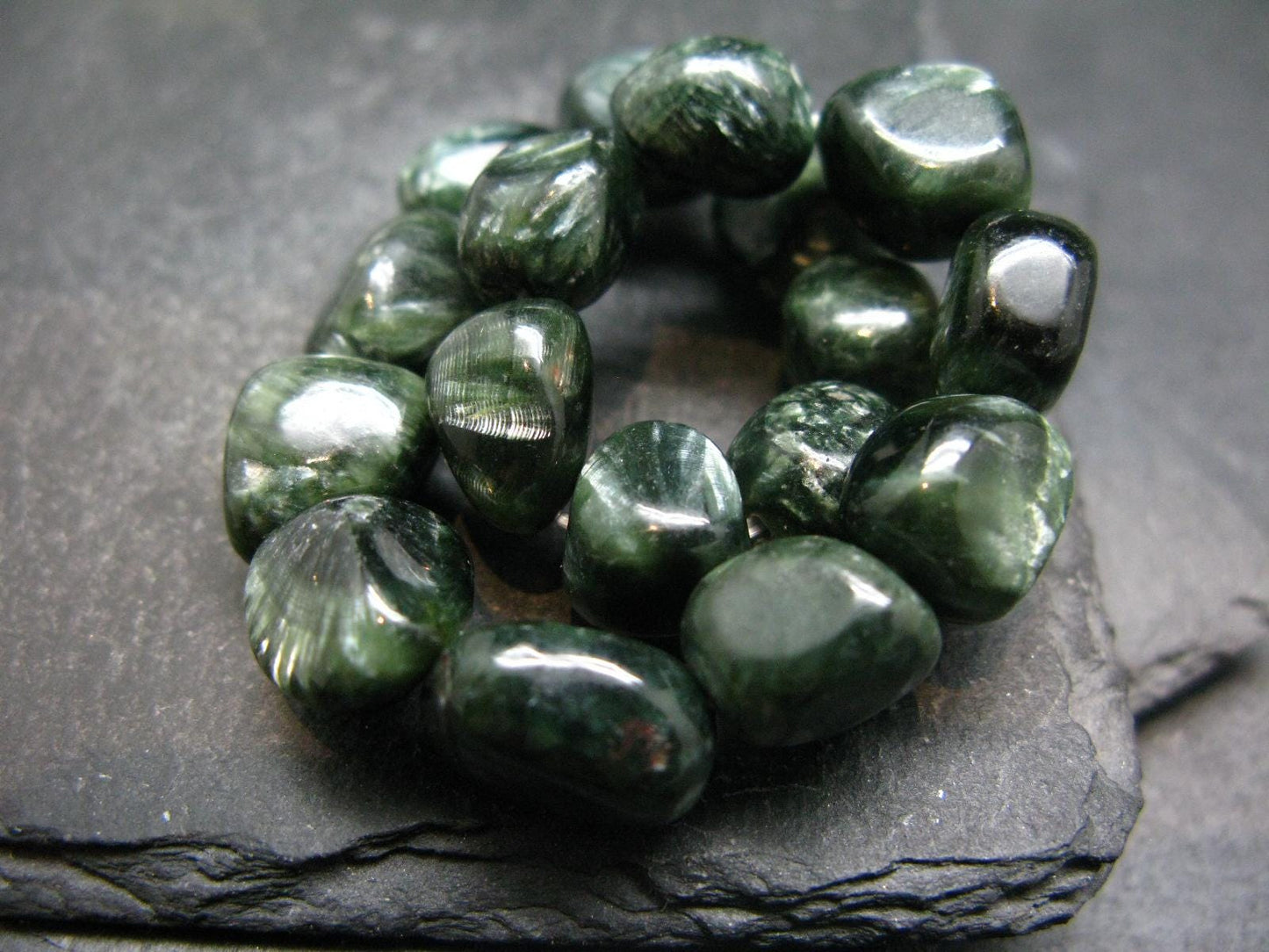 Seraphinite Clinochlore Genuine Bracelet ~ 7 Inches ~ 12mm Tumbled Beads