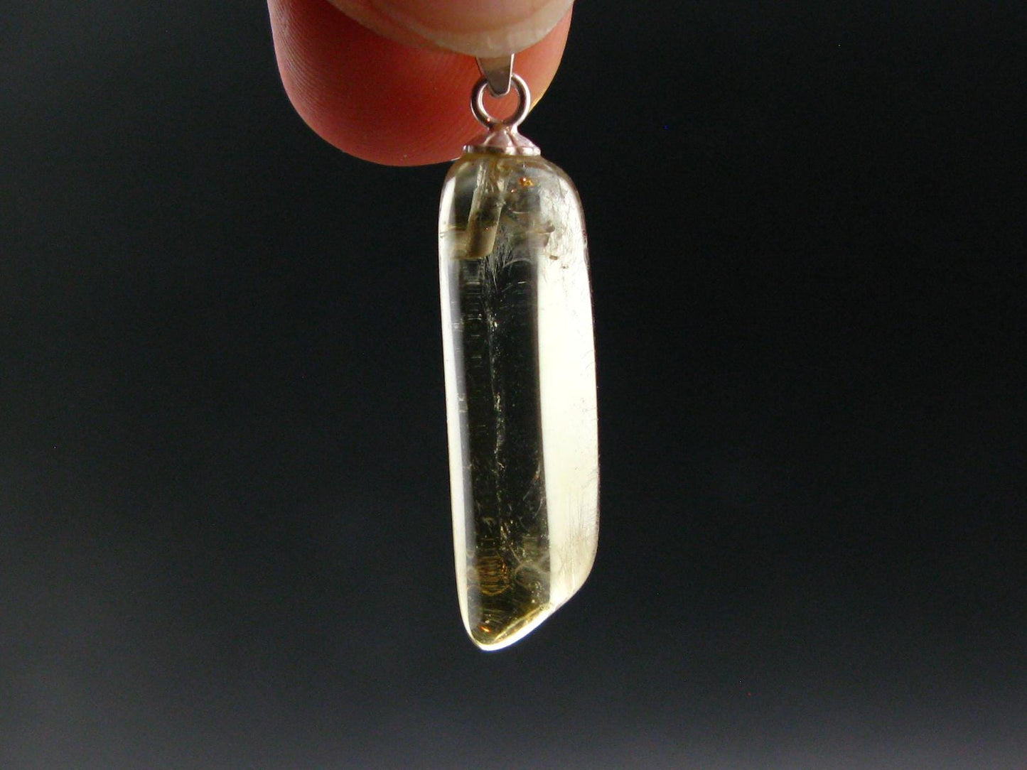 Natural Unheated Citrine Sterling Silver Pendant from Zambia - 1.3" - 2.31 Grams