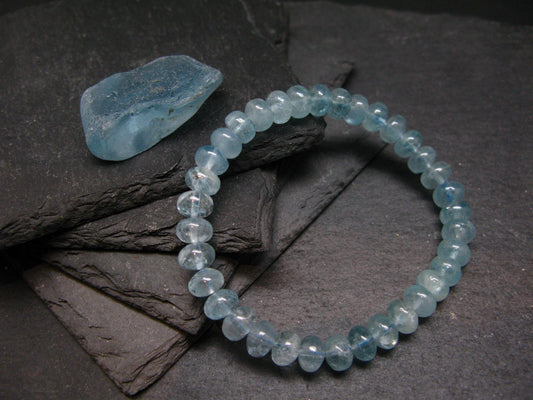 Blue Topaz Genuine Bracelet ~ 7 Inches ~ 8mm Rondelle Beads