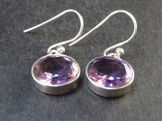 Orchid St. Valentine Gem!! Faceted Natural Amethyst 925 Sterling Silver Drop Earrings - 0.9" - 4.5 Grams