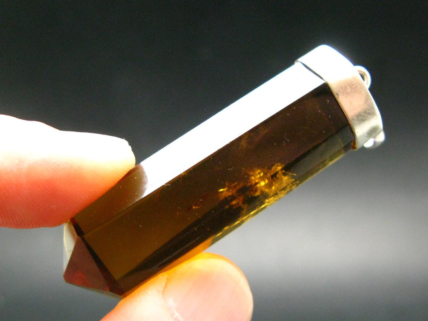 Natural Unheated Citrine Sterling Silver Pendant from Zambia - 2.6" - 23.43 Grams