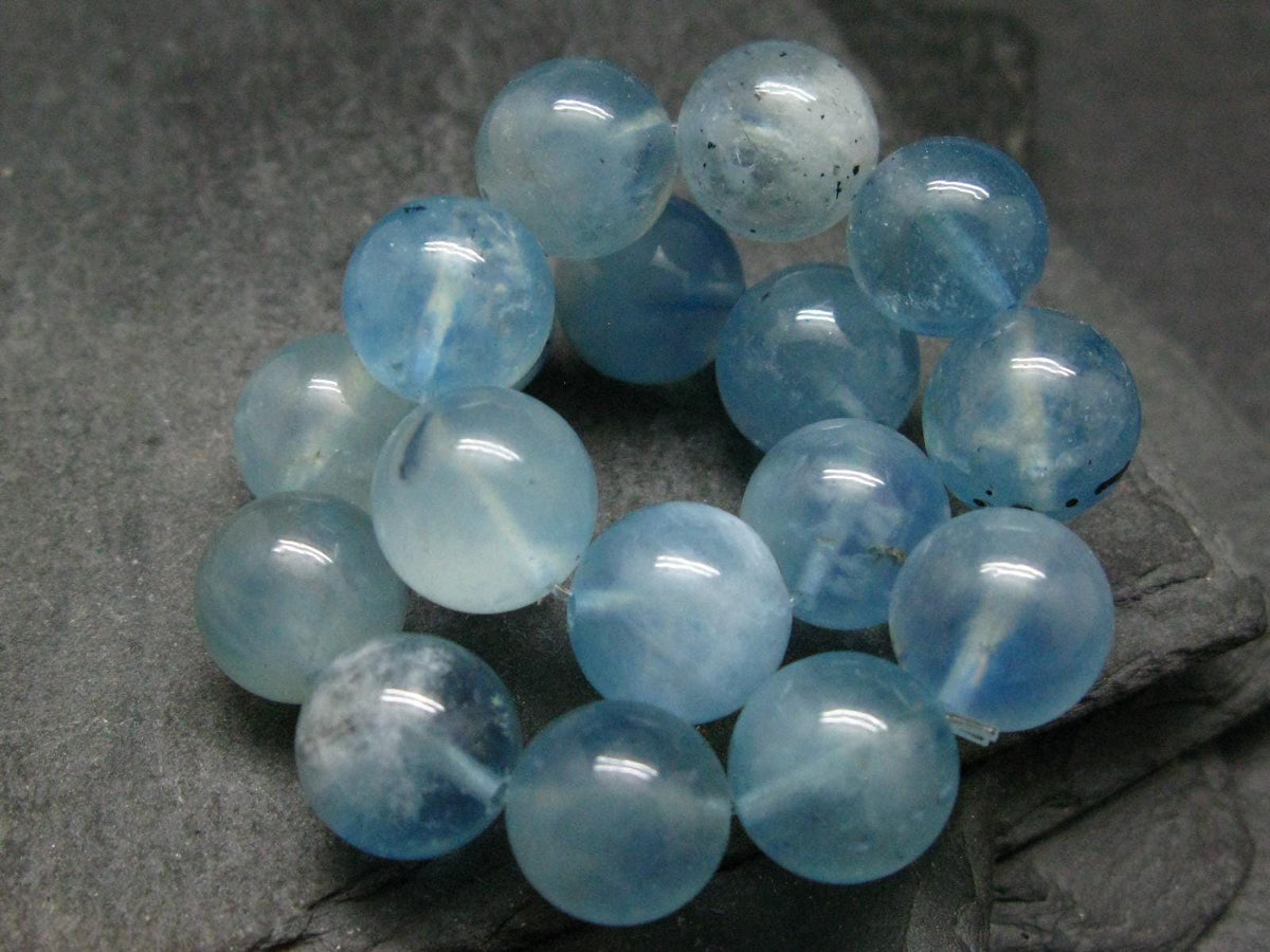 Santa Maria Aquamarine Genuine Bracelet ~ 7 Inches ~ 12mm Round Beads