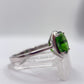 Green Helenite Oval Ring – Sterling Silver Faceted Gemstone Statement Ring