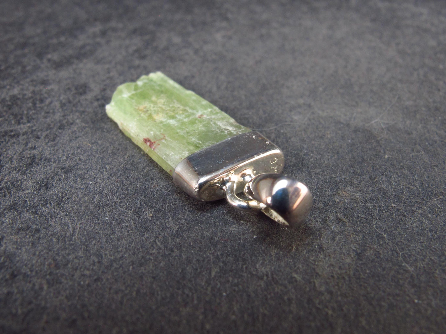 Green Kyanite Silver Pendant from Brazil - 1.2" - 1.91 Grams