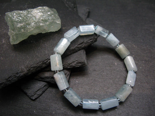 Aquamarine Genuine Bracelet ~ 7 Inches ~ 12mm Tumbled Beads