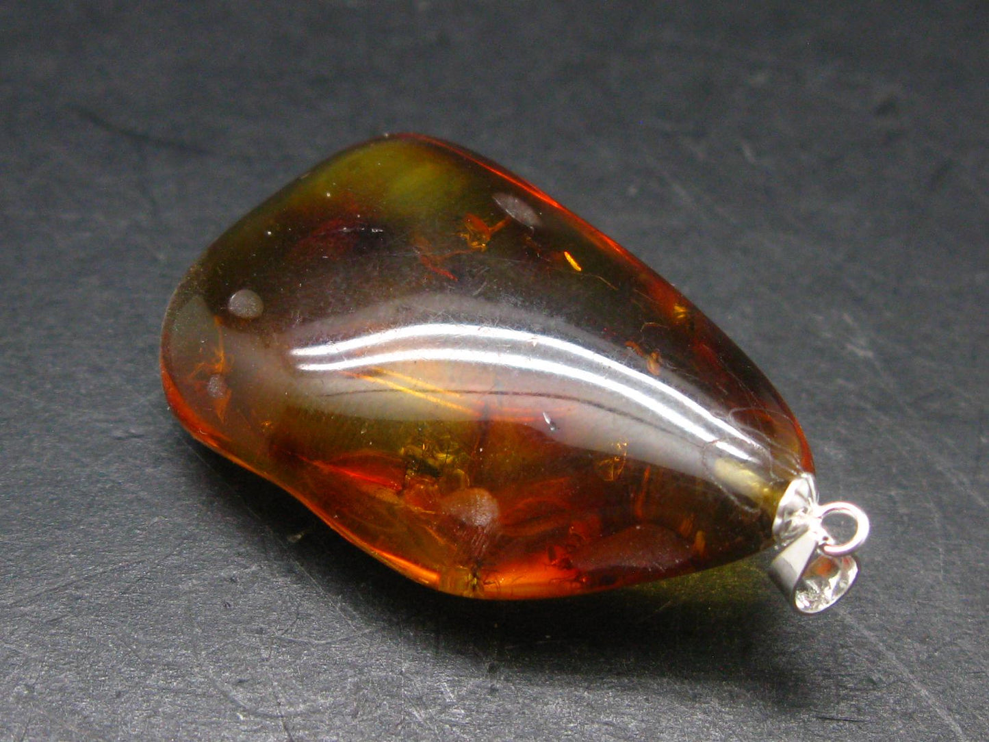 Natural Insects in Baltic Amber 925 Silver Pendant from Poland - 1.8" - 5.43 Grams