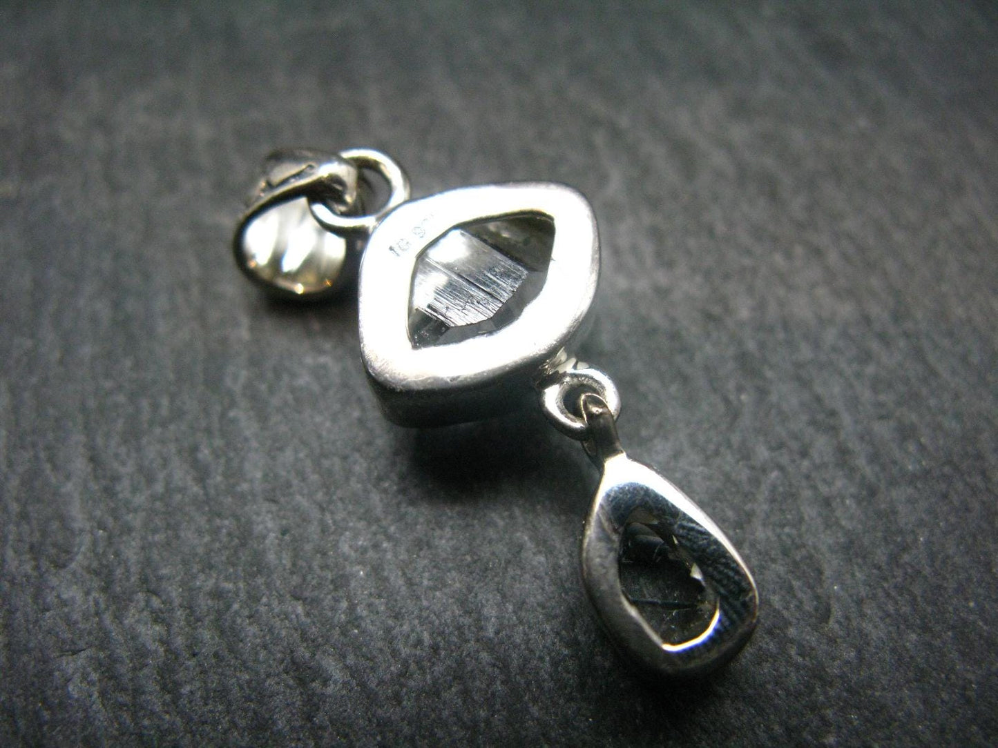 Fine Natural Herkimer Diamond Silver Pendant From New York - 1.5" - 5.34 Grams