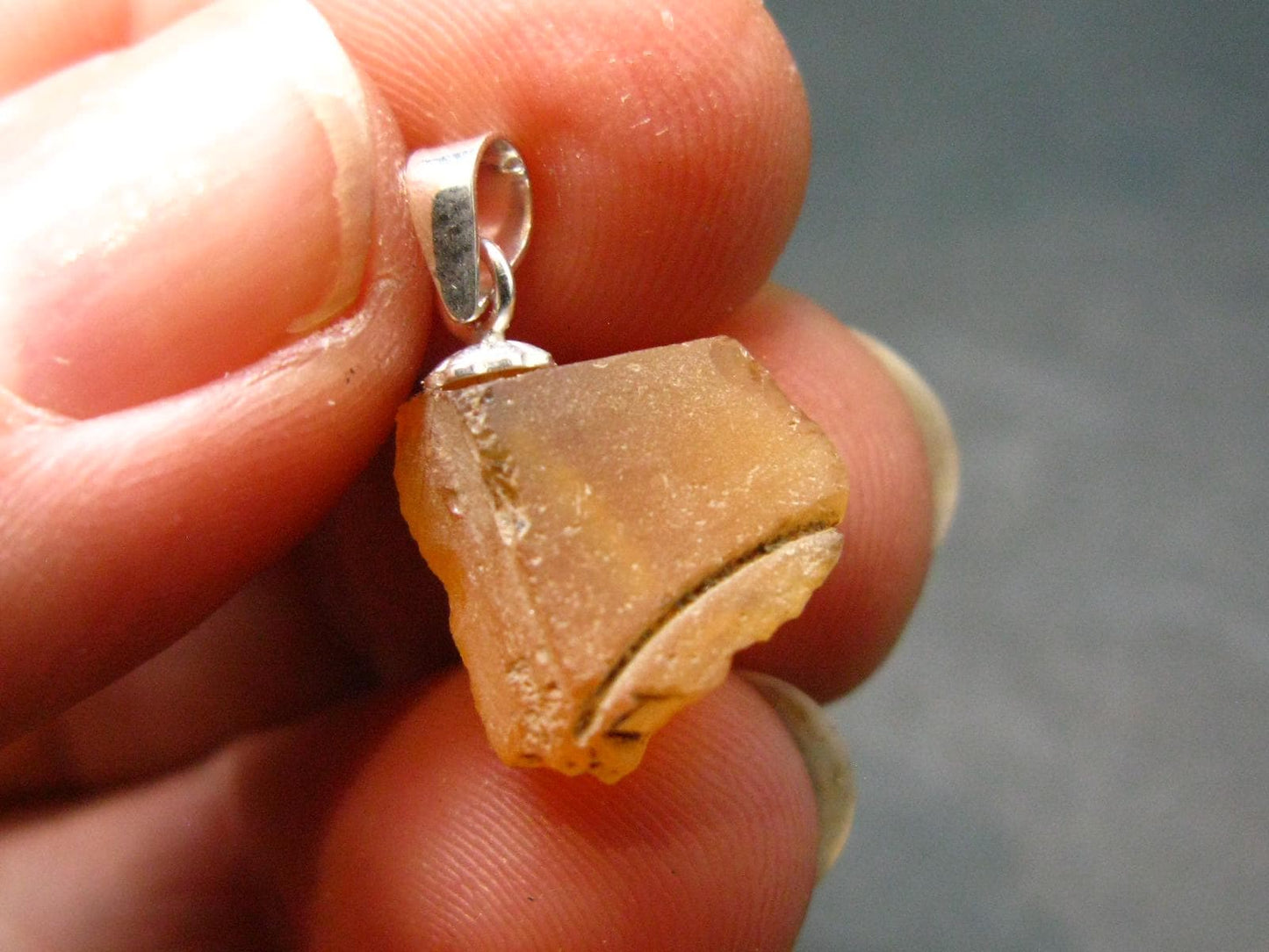 Raw Fire Opal Sterling Silver Pendant From Mexico - 1.0" - 0.91 Grams