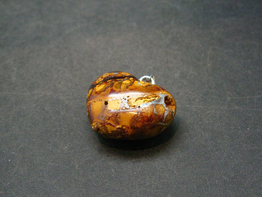 Very Rare Heart Boulder Opal Sterling Silver Pendant Necklace From Australia - 1.1" - 8.9 Grams