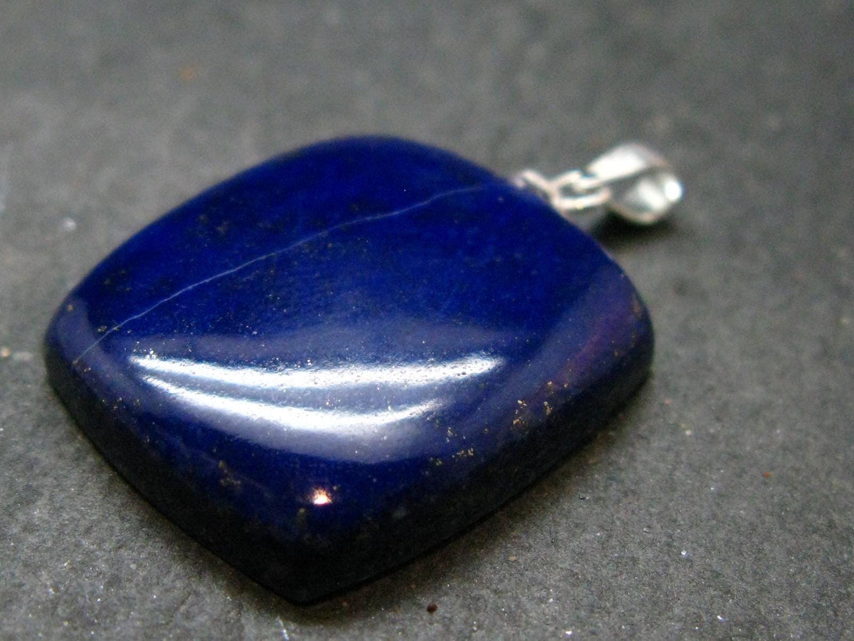 Lapis Lazuli Silver Pendant From Afghanistan - 1.2" - 6.48 Grams