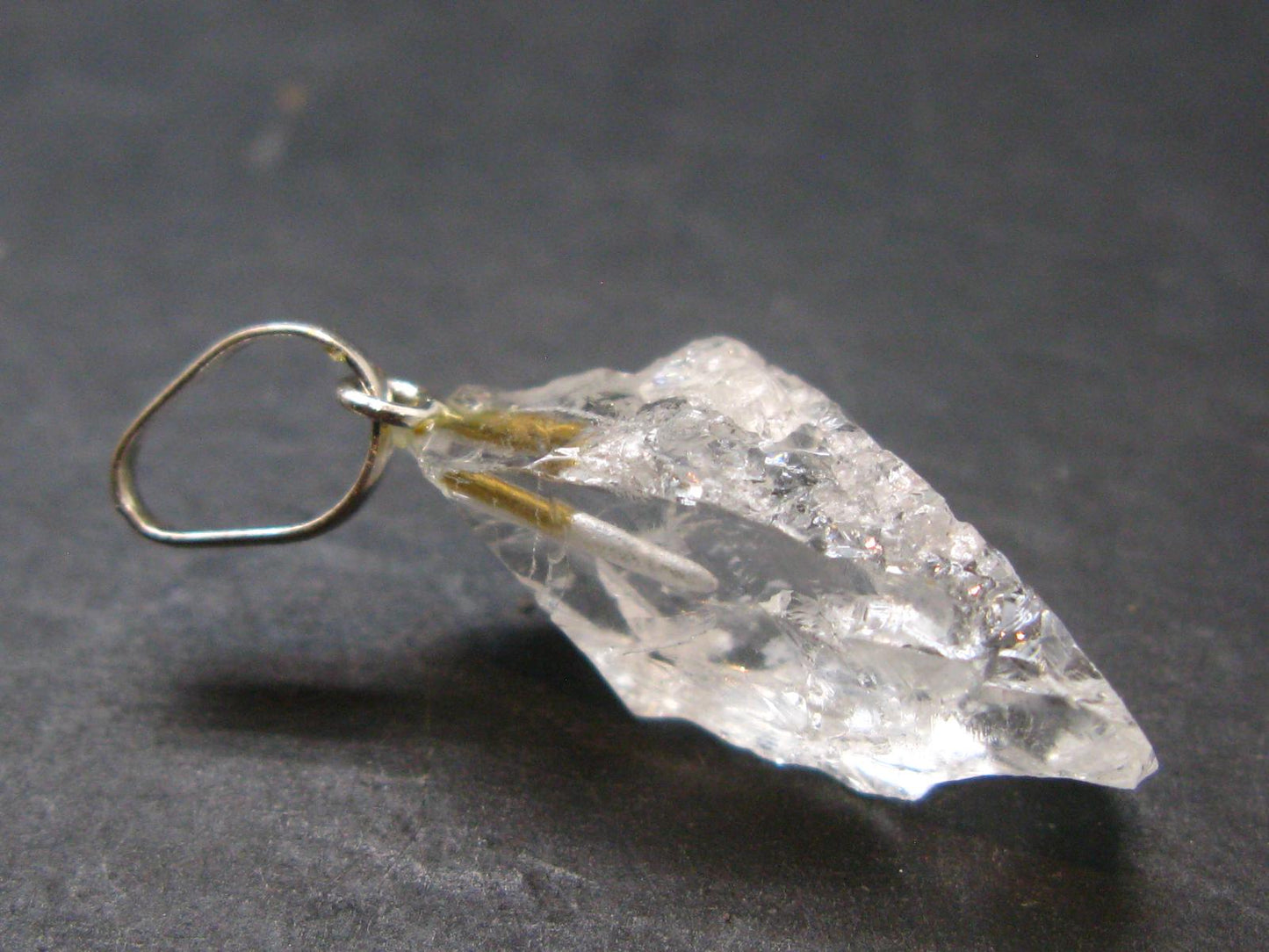 Goshenite Beryl Crystal 925 Silver Pendant From Brazil - 1.1" - 1.94 Grams