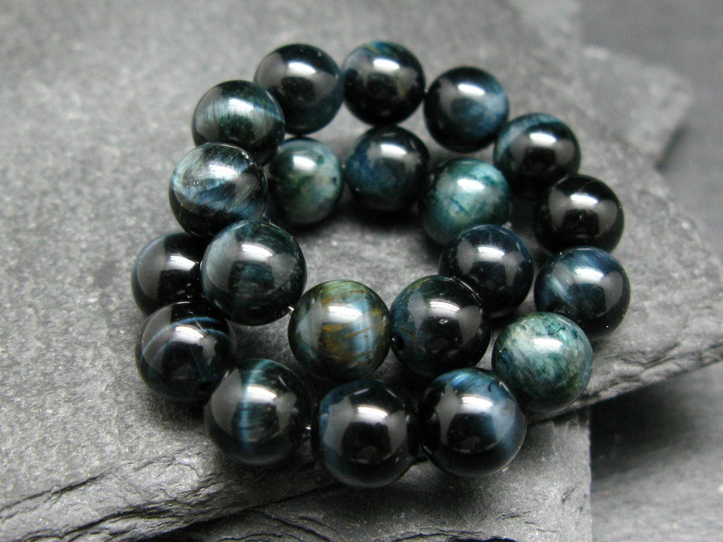 Hawks Eye Genuine Bracelet ~ 7 Inches ~ 8mm Round Beads