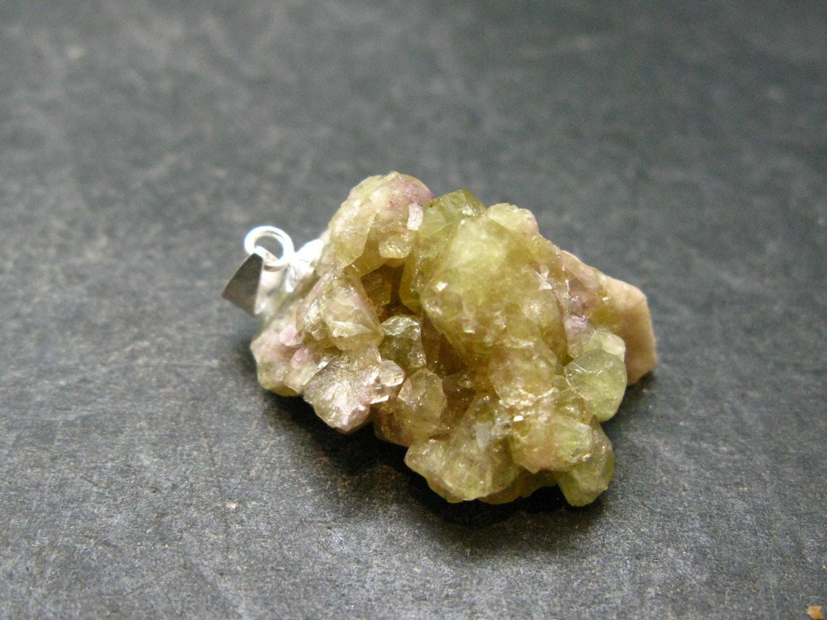 Vesuvianite Idocrase Crystal Silver Pendant From Canada - 1.1" - 5.88 Grams