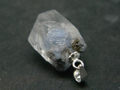 Dumortierite In Terminated Quartz Crystal Silver Pendant From Brazil - 1.2" - 4.07 Grams