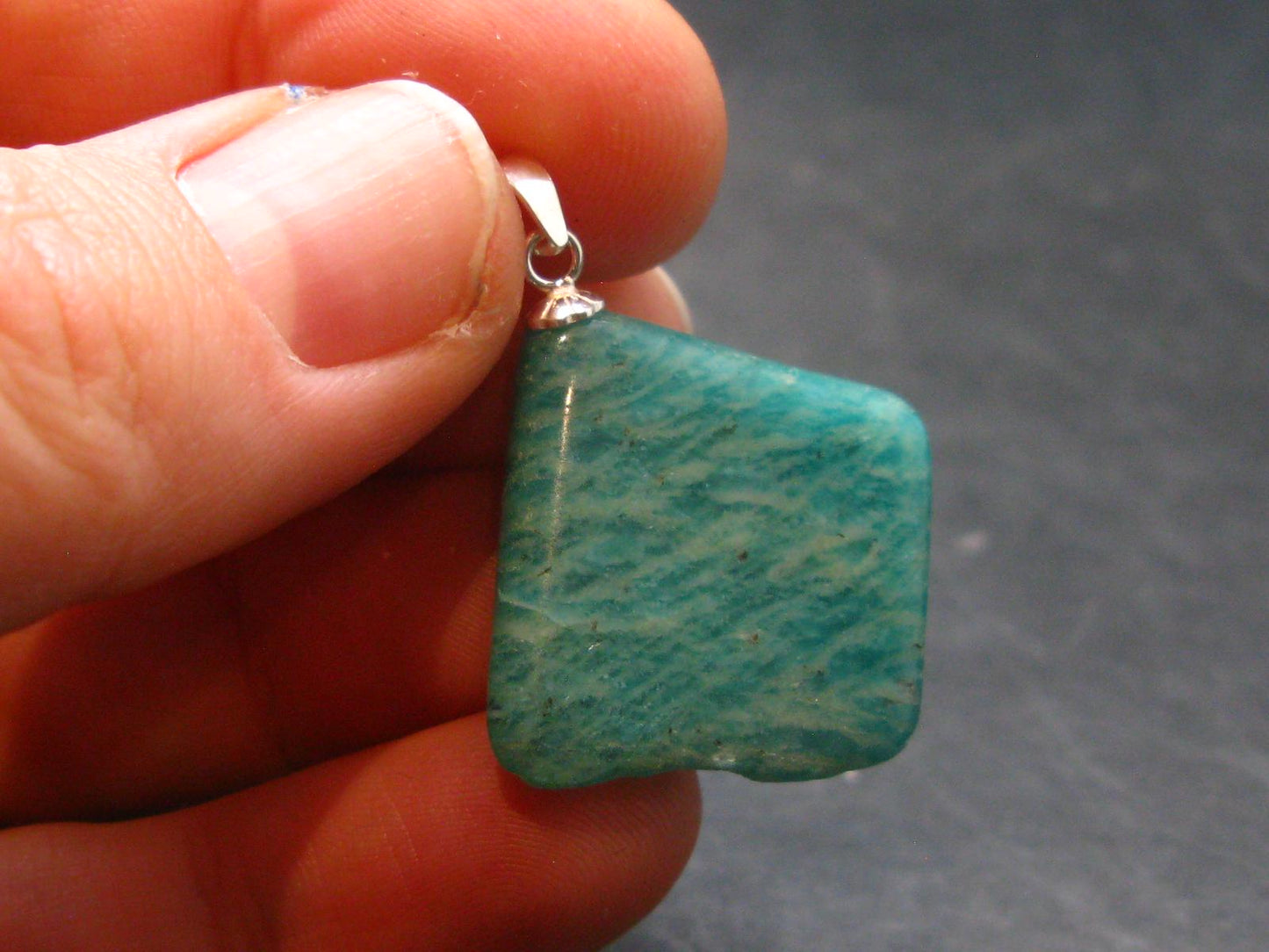 Rare Amazonite Silver Pendant From Russia - 1.1"