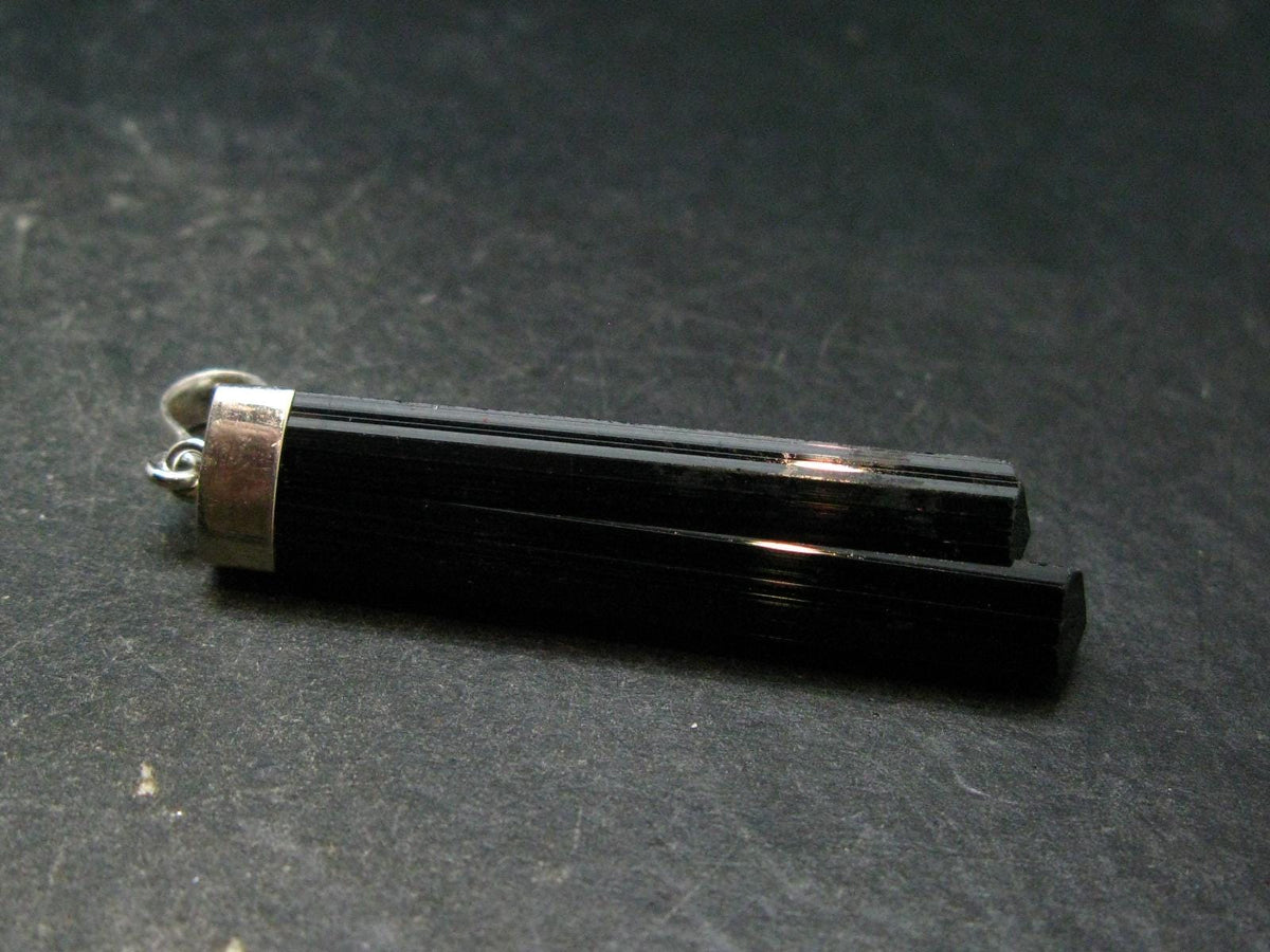 Black Tourmaline Schorl Silver Pendant From Brazil - 2.3" - 8.30 Grams