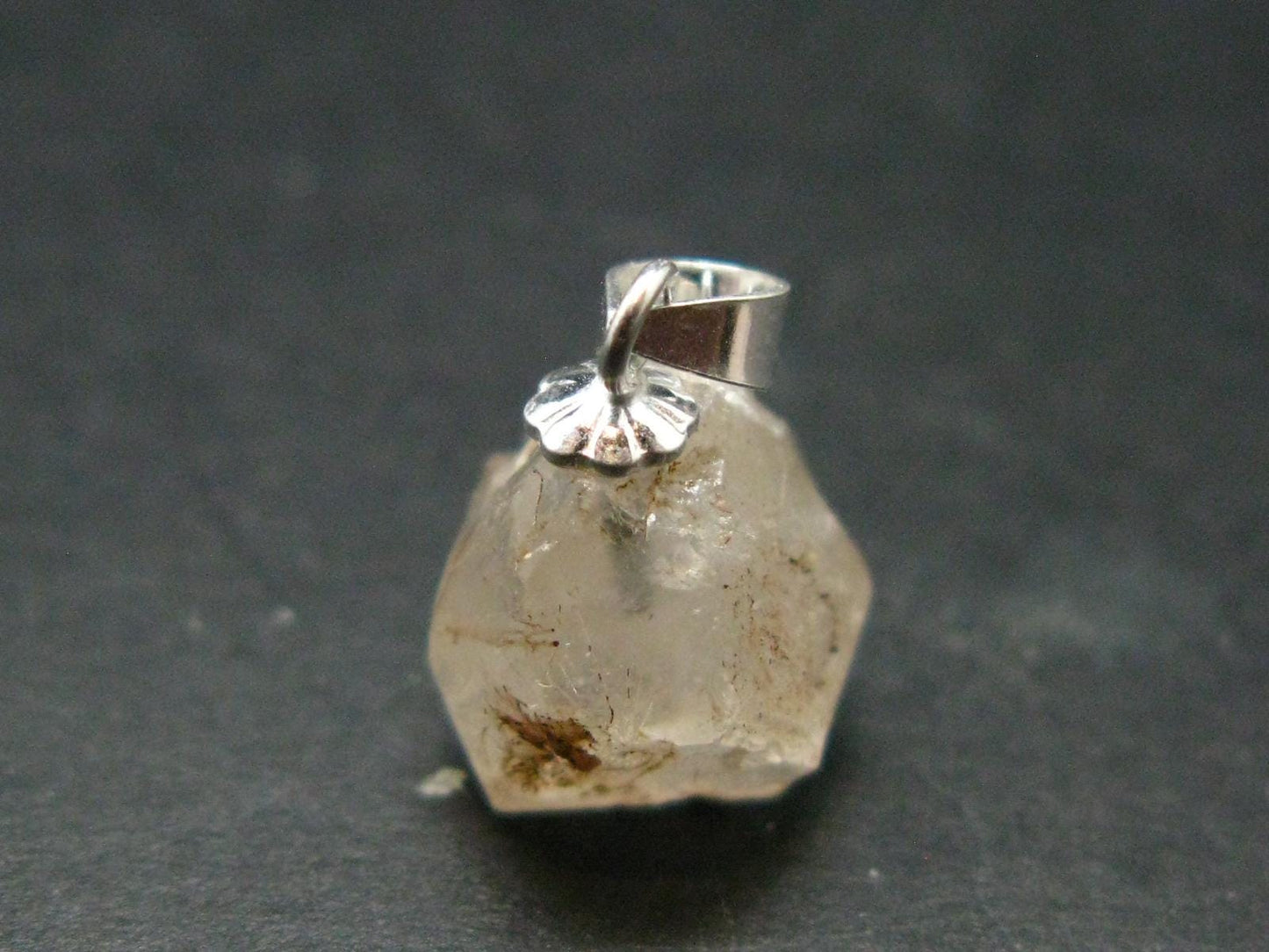 Rare Gem Phenacite Phenakite Crystal Silver Pendant From Myanmar (Burma) - 8.10 Carats - 0.7"