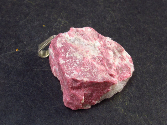 Rosaline Zoisite!! Rare Raw Deep Pink Thulite Silver Pendant From Norway - 1.0"